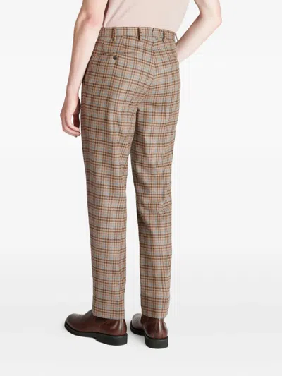 Slowear Check Pattern Wool Trousers In Brown