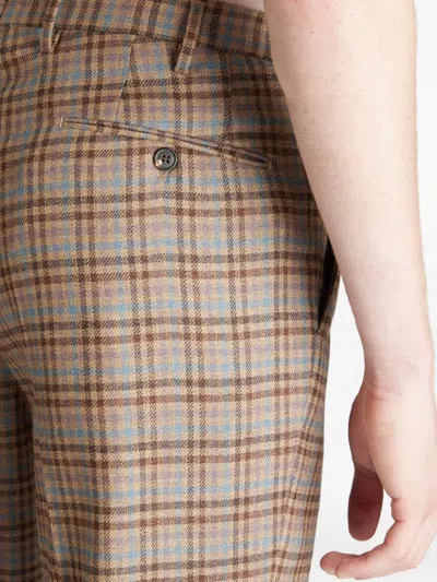Slowear Check Pattern Wool Trousers In Brown