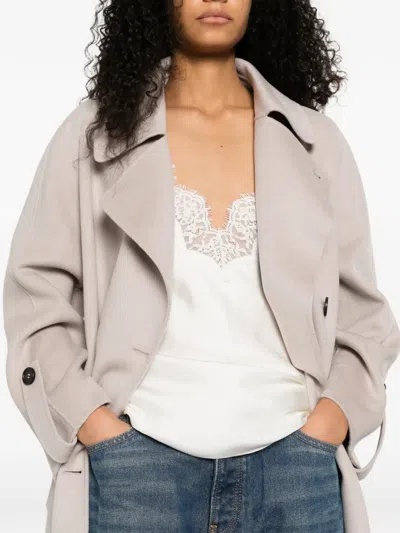 's Max Mara Double-breasted Notched Coat In Neutral