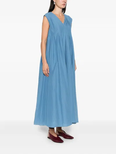 's Max Mara V넥 플리츠 드레스 In Blue