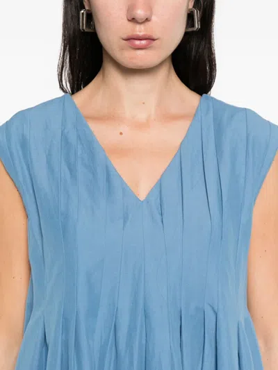 's Max Mara V넥 플리츠 드레스 In Blue