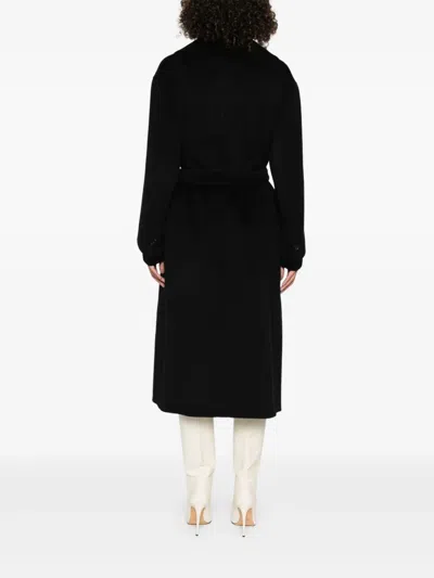's Max Mara 벨트 더블 브레스티드 코트 In Black