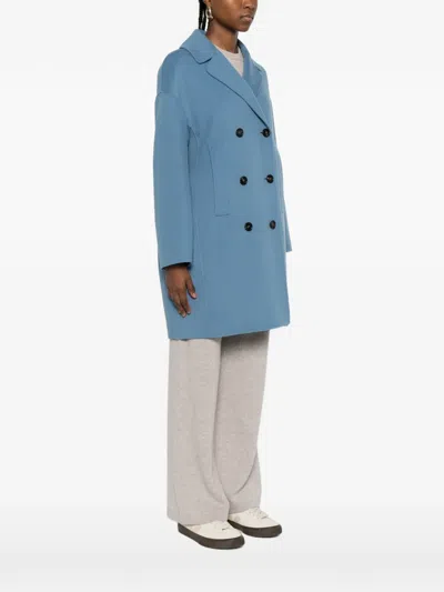 S Max Mara Wool Double-breasted Coat In Blue
