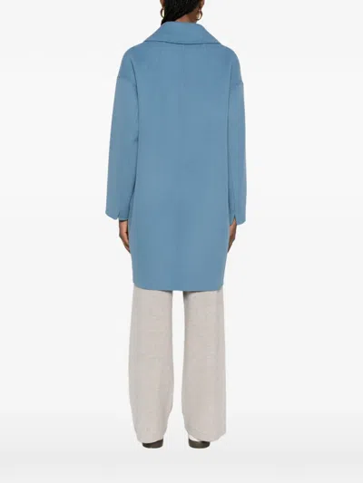 S Max Mara Wool Double-breasted Coat In Blue