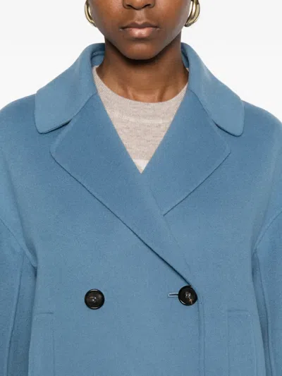 S Max Mara Wool Double-breasted Coat In Blue