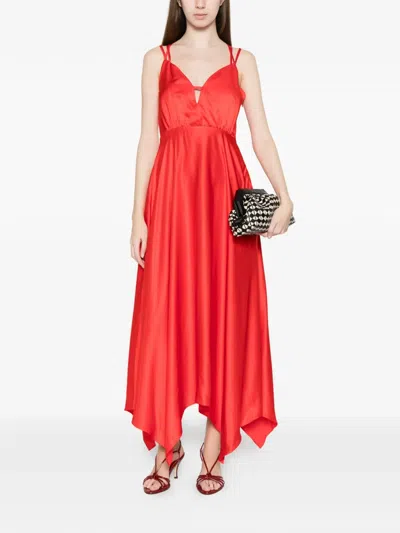 Sandro Asymmetric Maxi Dress In Red