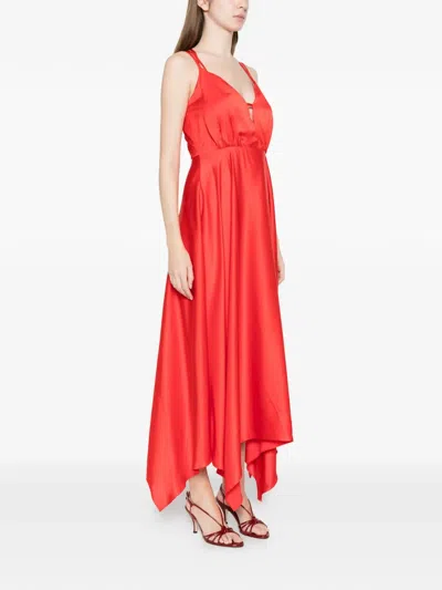 Sandro Asymmetric Maxi Dress In Red