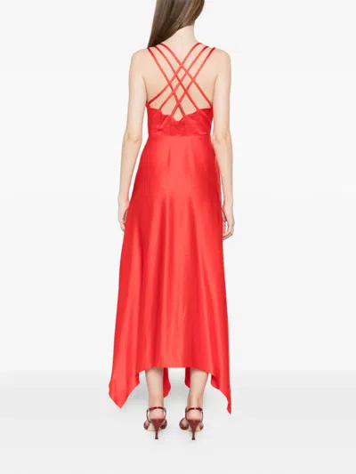 Sandro Asymmetric Maxi Dress In Red