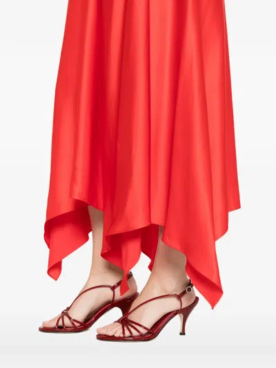 Sandro Asymmetric Maxi Dress In Red