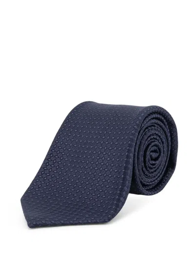 Kiton Patterned Tie In Blue