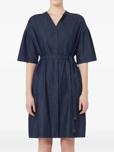 's Max Mara 장식 벨트 데님 미니 데이 드레스 In Blue