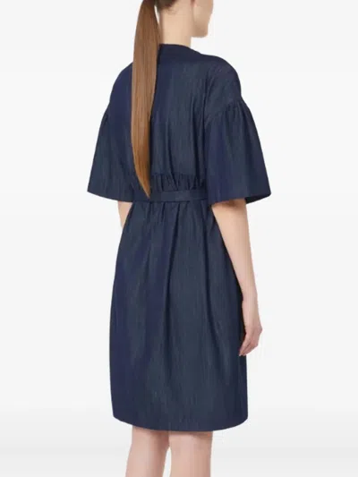 's Max Mara 장식 벨트 데님 미니 데이 드레스 In Blue