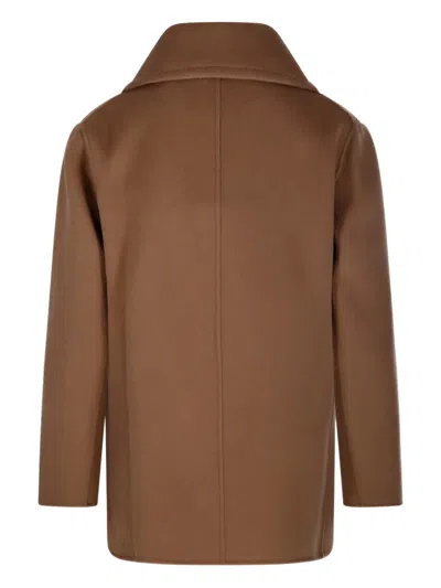 S Max Mara Double-breasted Buttoned Coat In Brown