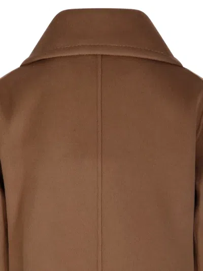 S Max Mara Double-breasted Buttoned Coat In Brown