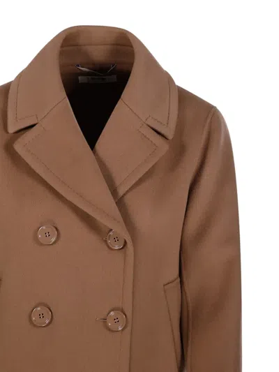 S Max Mara Double-breasted Buttoned Coat In Brown