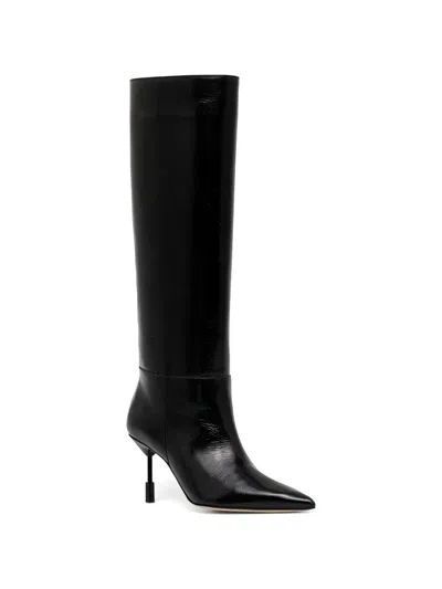Msgm Pointed Knee High Boots In Black