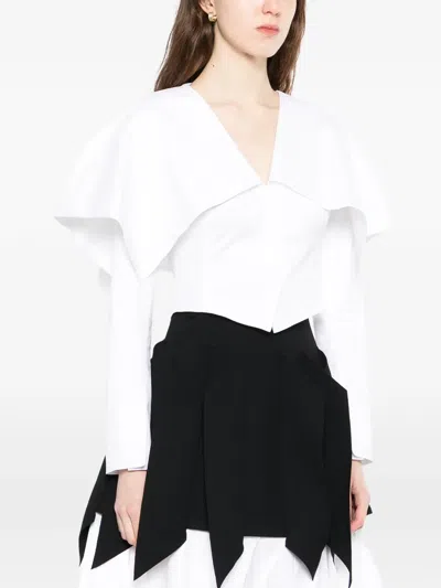 A.w.a.k.e. A.w.a.k.e Mode Oversized-collar Cropped Cotton-blend Jacket In White