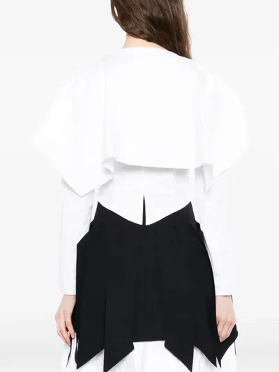 A.w.a.k.e. A.w.a.k.e Mode Oversized-collar Cropped Cotton-blend Jacket In White