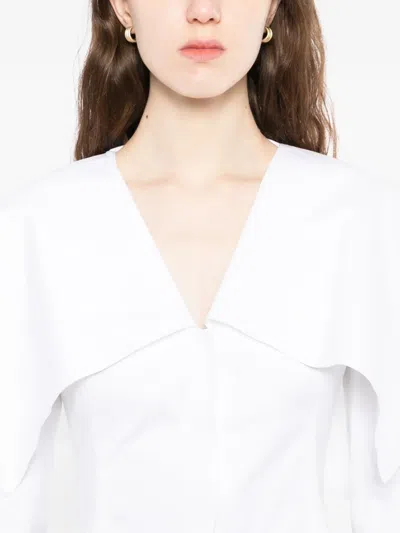 A.w.a.k.e. A.w.a.k.e Mode Oversized-collar Cropped Cotton-blend Jacket In White