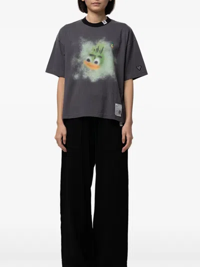 Miharayasuhiro 프린트 링거 티셔츠 In Gray