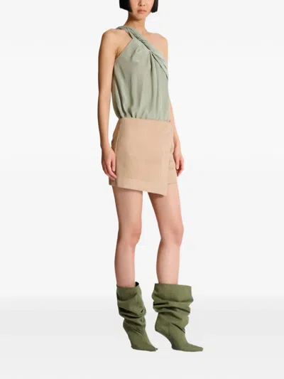 Balmain 스웨이드 미니 스커트 In Neutral
