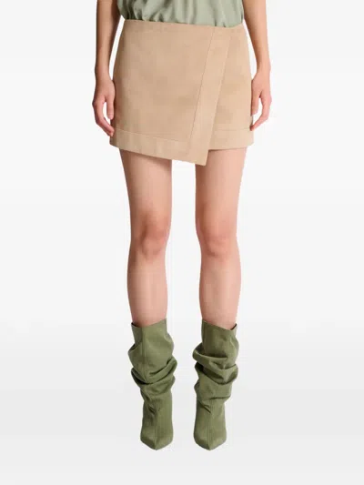 Balmain 스웨이드 미니 스커트 In Neutral