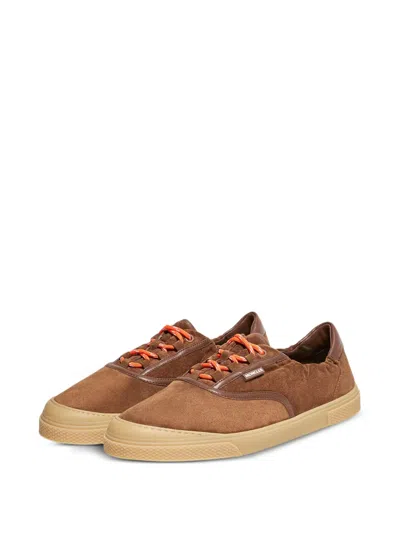 Moncler Luxe Suede Lace-up Sneakers For Women In Brown
