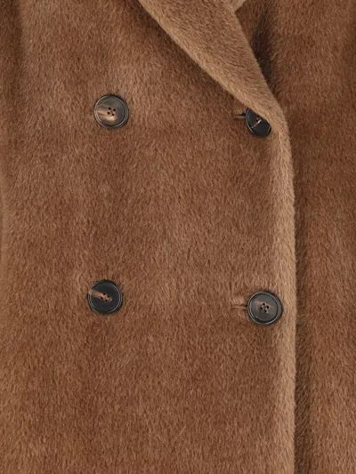 S Max Mara Double-breasted Wool Coat In Brown