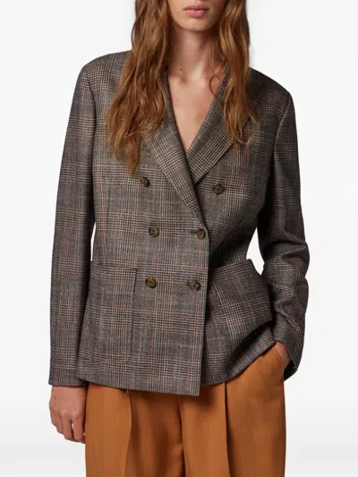 Paul Smith 더블 브레스티드 체크 블레이저 In Brown