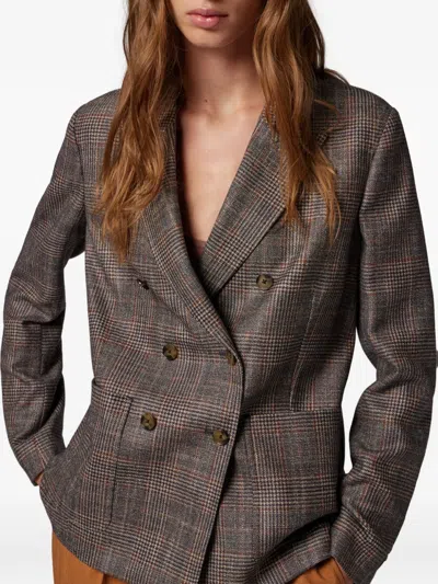 Paul Smith 더블 브레스티드 체크 블레이저 In Brown