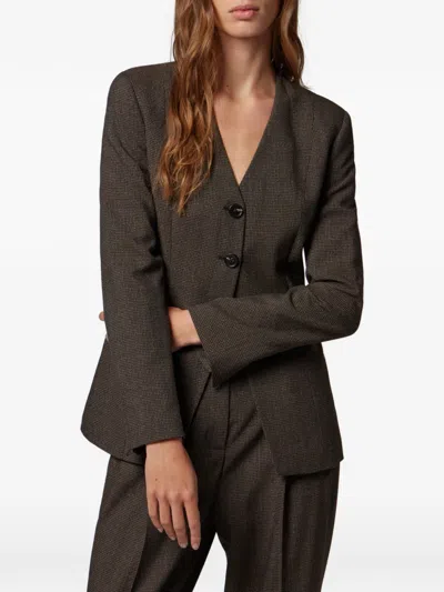 Paul Smith Buttoned Wool Blazer In Brown