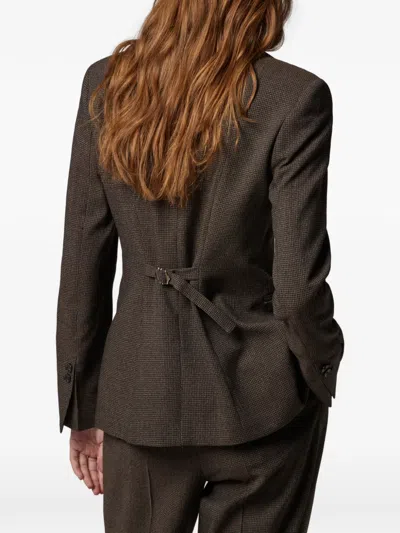 Paul Smith Buttoned Wool Blazer In Brown