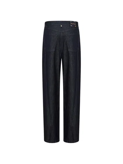 S Max Mara Logo-patch Five-pocket Jeans In Blue