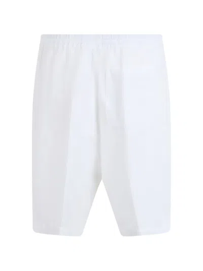 120% Lino 드로스트링 웨이스트 쇼츠 In White