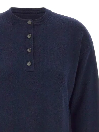 S Max Mara 런던 하프 버튼 스웨터 In Blue