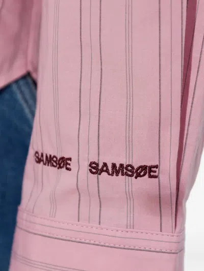 Samsoe & Samsoe 살로바 스트라이프 버튼 셔츠 In Pink