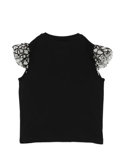 Simonetta Tシャツ  ボーイ カラー ブラック In Black