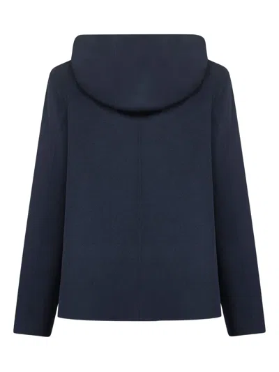 S Max Mara 롤랜드 후드 집업 코트 In Blue