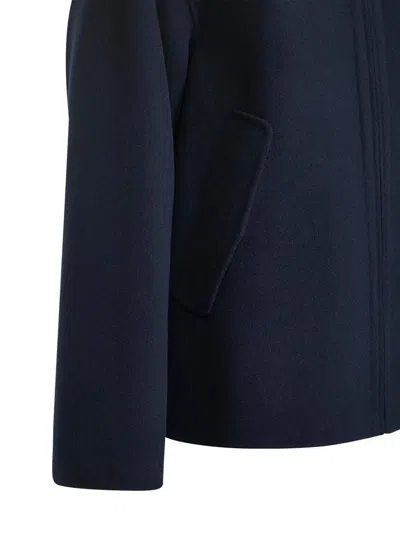 S Max Mara 롤랜드 후드 집업 코트 In Blue