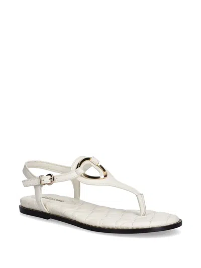 Blauer Leather Flat Sandals In White