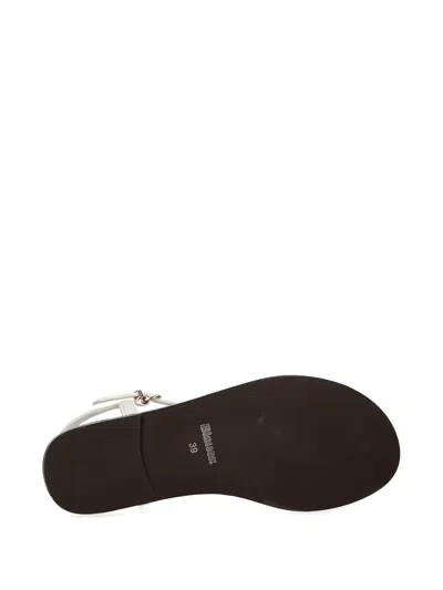 Blauer Leather Flat Sandals In White