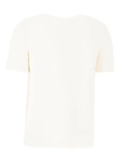 S Max Mara 크루넥 자수 티셔츠 In White