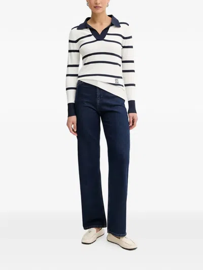 Trussardi 로고 자수 진 In Blue