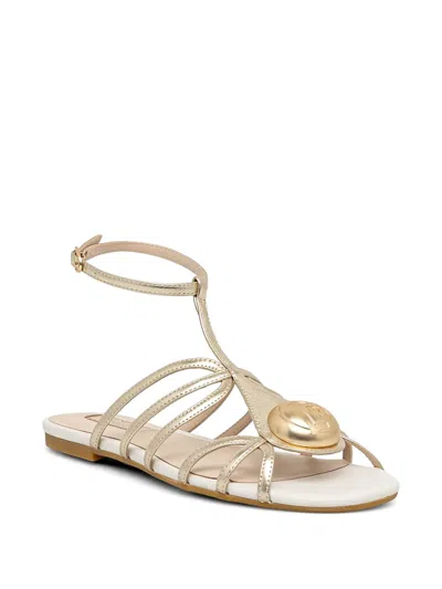 Liu •jo Laminated Flat Sandals In Black