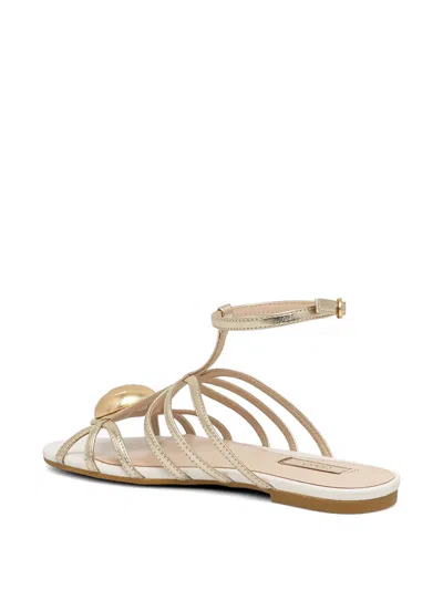Liu •jo Laminated Flat Sandals In Black