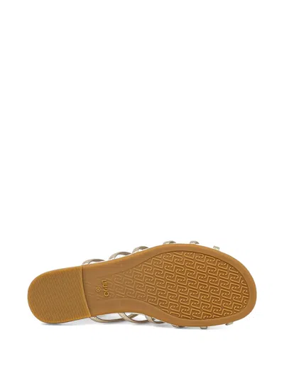 Liu •jo Laminated Flat Sandals In Black