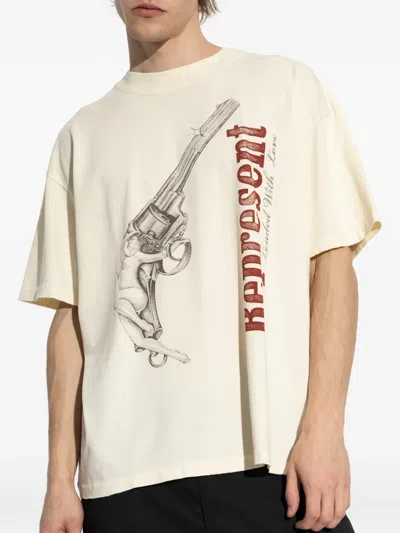 Represent Loaded With Love Crew Neck T-shirt In Neutral