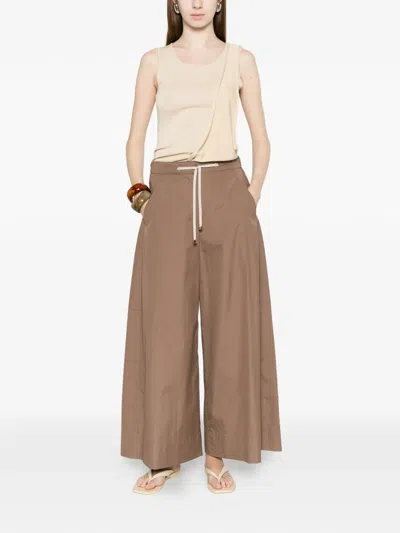 S Max Mara 드로스트링 팬츠 In Brown