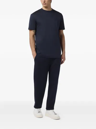 Billionaire 로고 자수 라운드 넥 티셔츠 In Blue