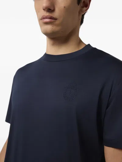 Billionaire 로고 자수 라운드 넥 티셔츠 In Blue
